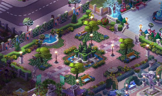 完成したエリア４の庭・夜景：ガーデンスケイプ (Gardenscapes)