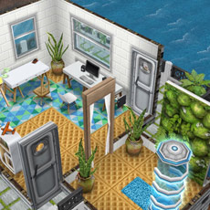 庭付きハウスボートの展望室（The Sims フリープレイ）