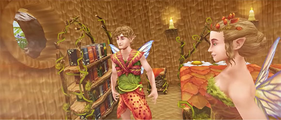 魔法の熱帯雨林にある切り株の家の中（The Sims FreePlay Holiday 2016 Update Official Trailerより）