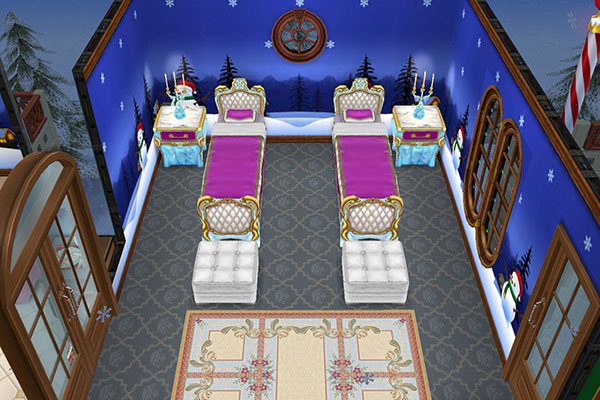 雪景色の寝室（The Sims フリープレイ）
