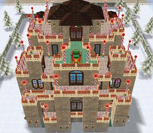 クリスマスパーティー城裏側外観（The Sims フリープレイ）