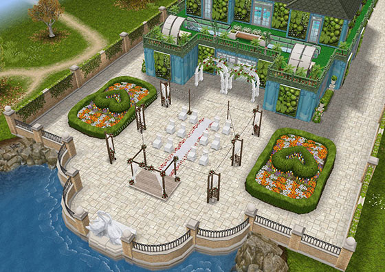 ボタニカル美容サロン、海側外観（The Sims フリープレイ）