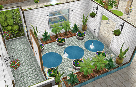 ボタニカル美容サロン、温室（The Sims フリープレイ）