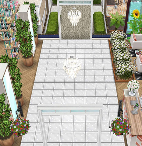 ボタニカル美容サロン、キラキラ大廊下（The Sims フリープレイ）