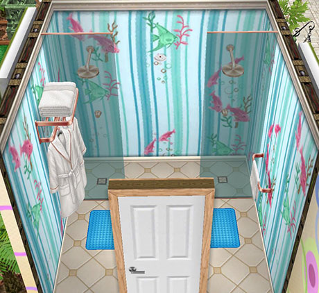 エアロビクスクラブのシャワールーム（The Sims フリープレイ）