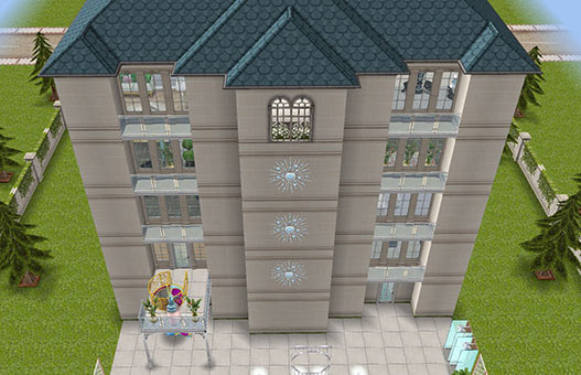 映画スターの大豪邸タワー 外観（The Sims フリープレイ）