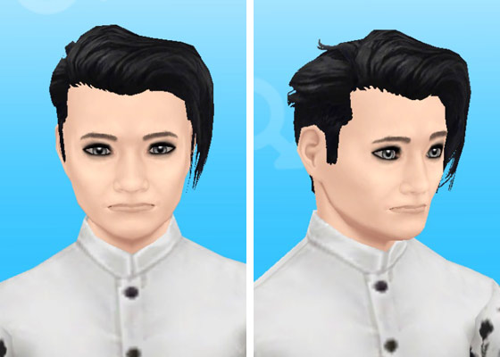 趣味賞品メイクアップスタイル４を装着した男性シム顔アップ（The Sims フリープレイ）