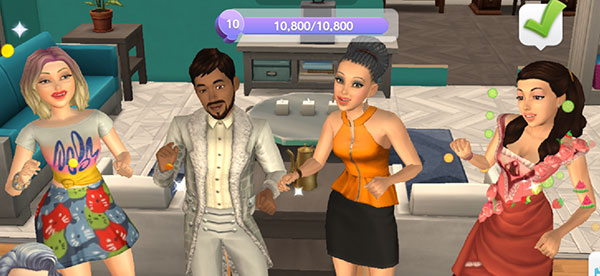 結婚パーティーで踊るシムたち（The Sims シムズポケット）