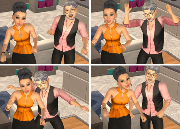 結婚パーティーでダンスする新婚夫婦ヘイリー＆ノア（The Sims シムズポケット）