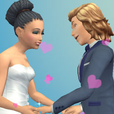 結婚して喜ぶ、ヘイリーさん＆ノア君（The Sims シムズポケット）